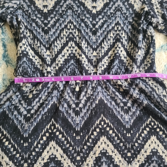 Lily Rose Chevron Hatchi Skater mini Dress, Neutral Blue, Black, Grey, XL - Picture 5 of 8